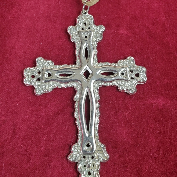 Boho Cross 30" rawhide ornate necklace religious - Picture 3 of 5